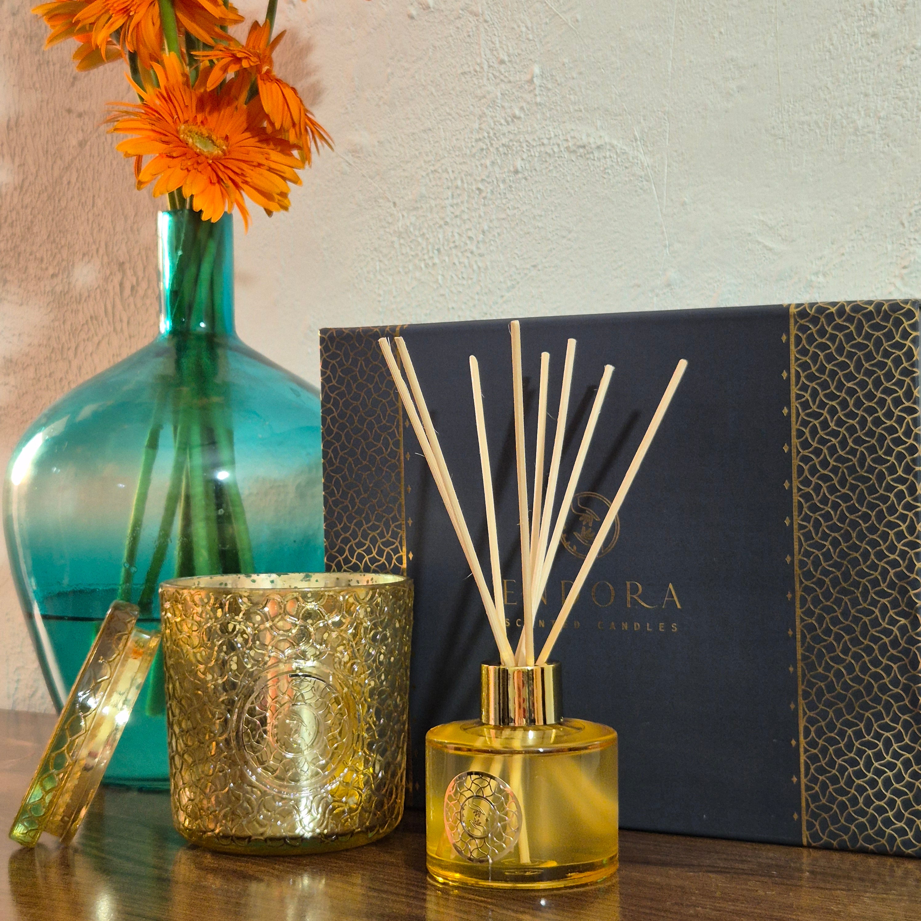 Endora Signature gold candle + Diffuser set