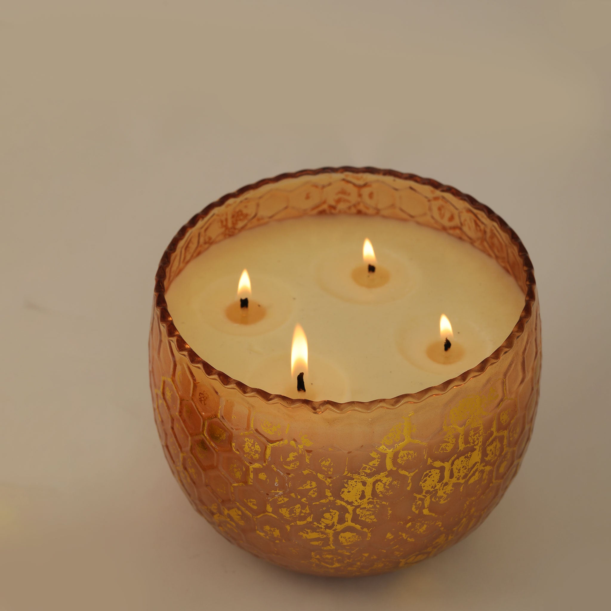 Honey Comb Gold foiled Bowl Candles | Set Of 3