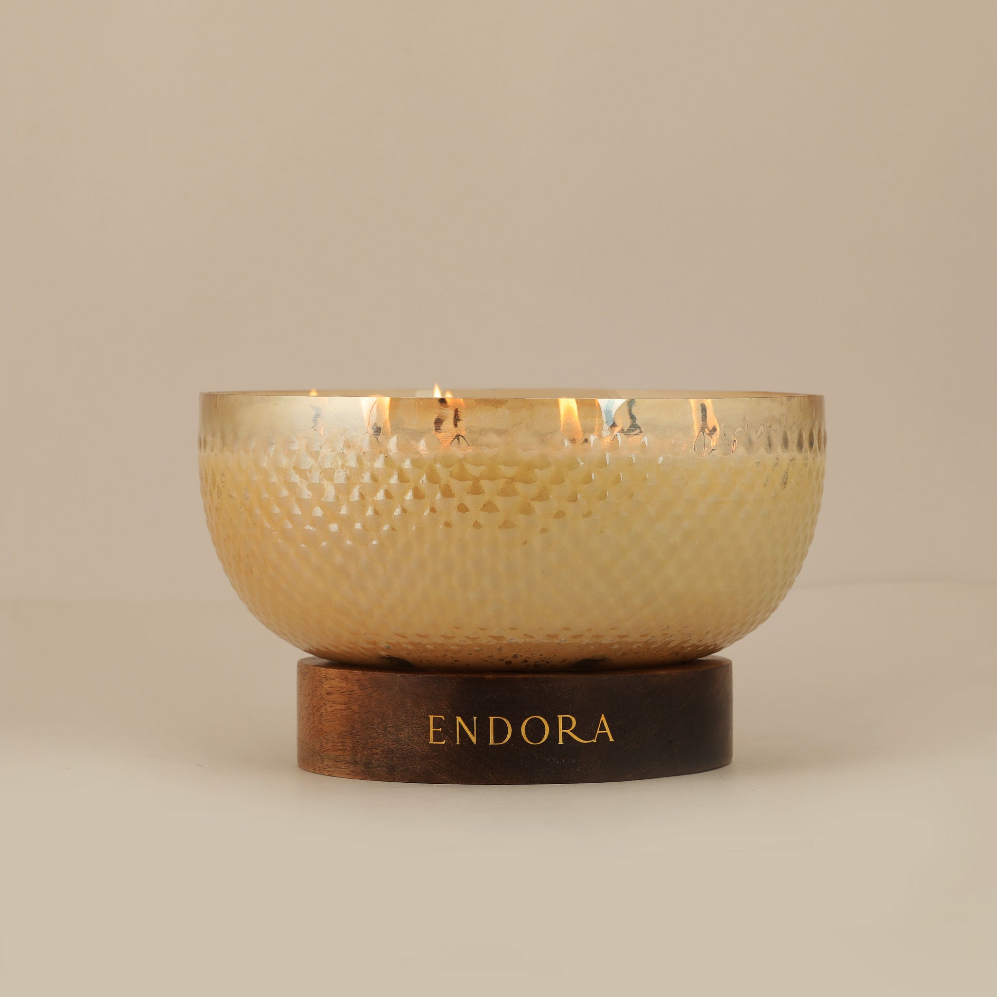 Diamond Cut Wood Base bowl | Scented Candle