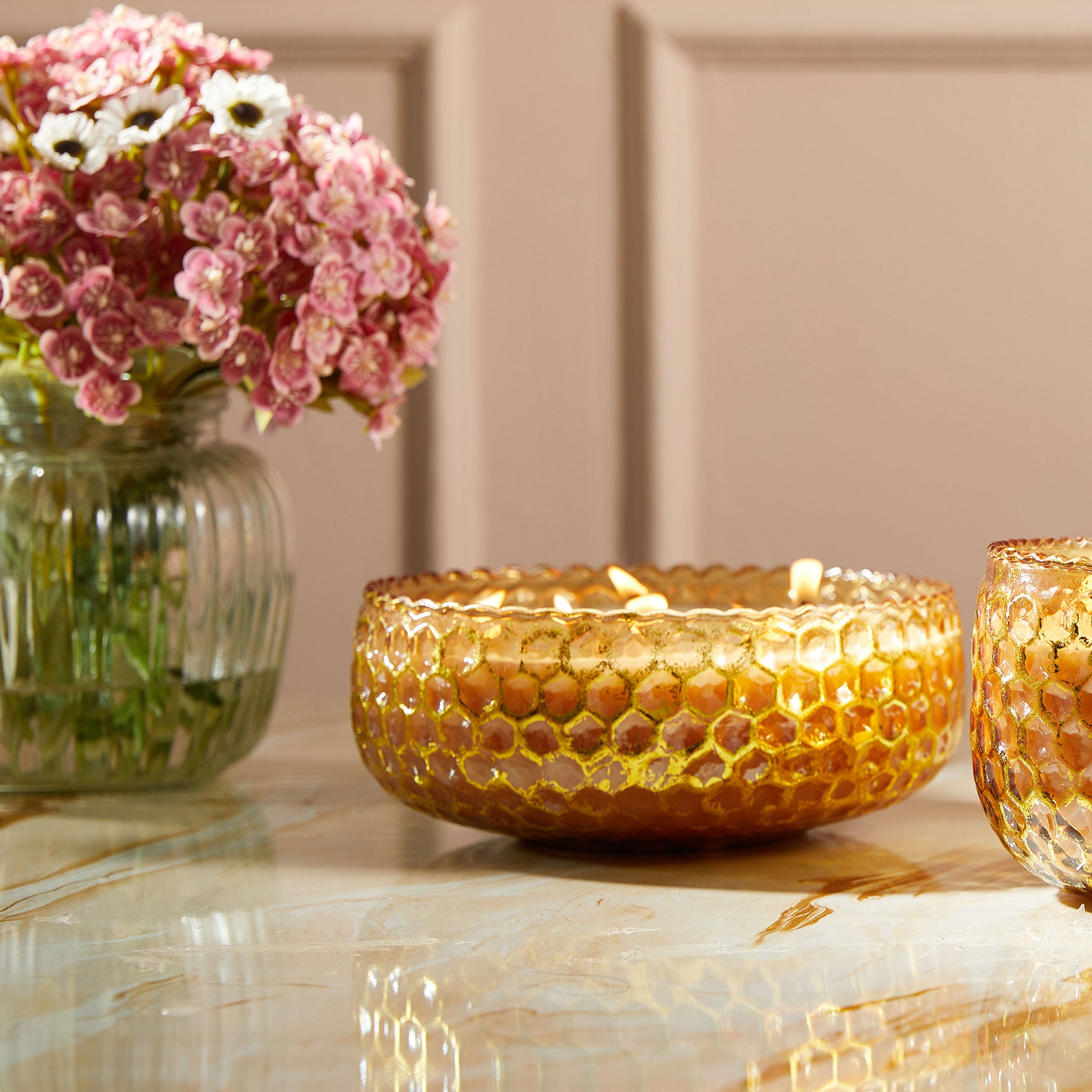 Honey Comb Gold foiled flat bowl