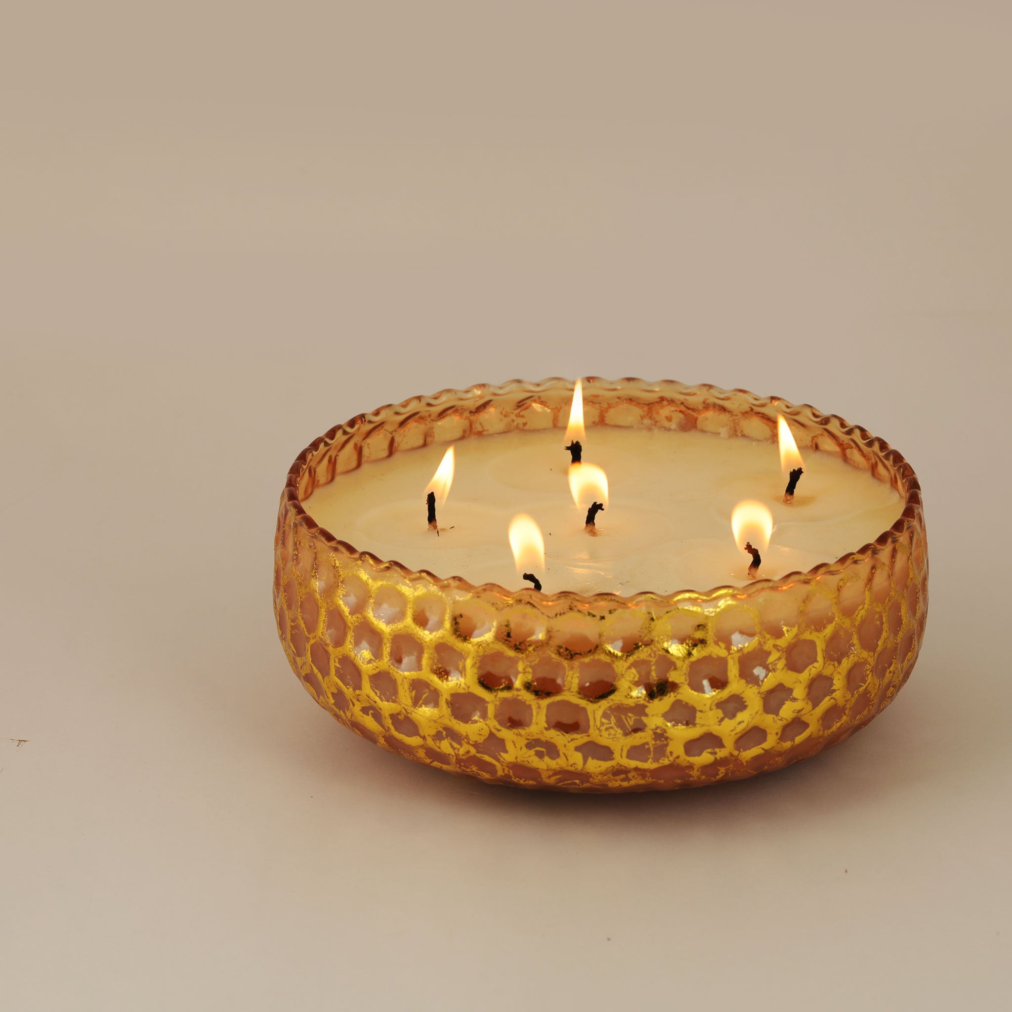 Honey Comb Gold foiled flat bowl