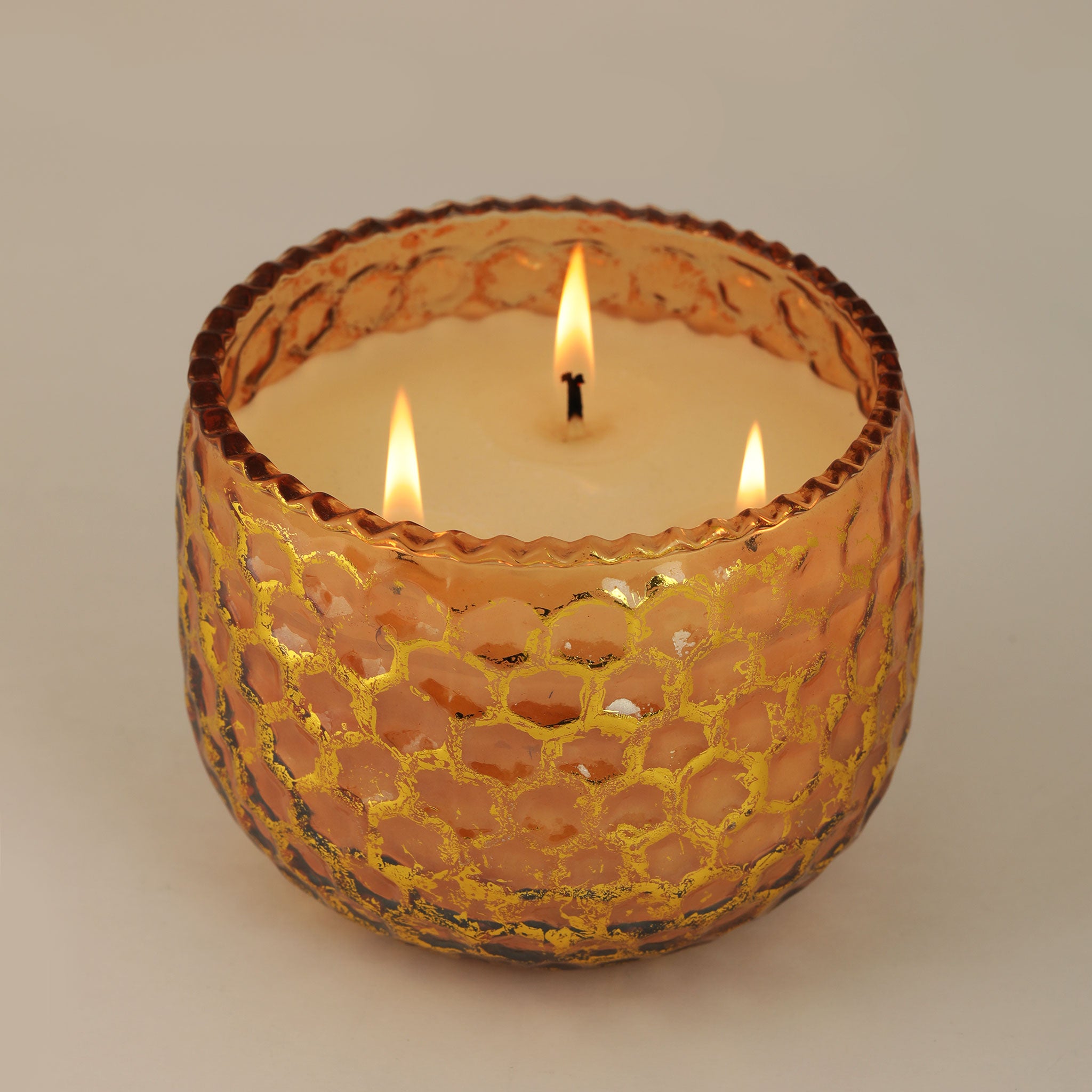 Honey Comb Gold foiled Bowl Candles | Set Of 3