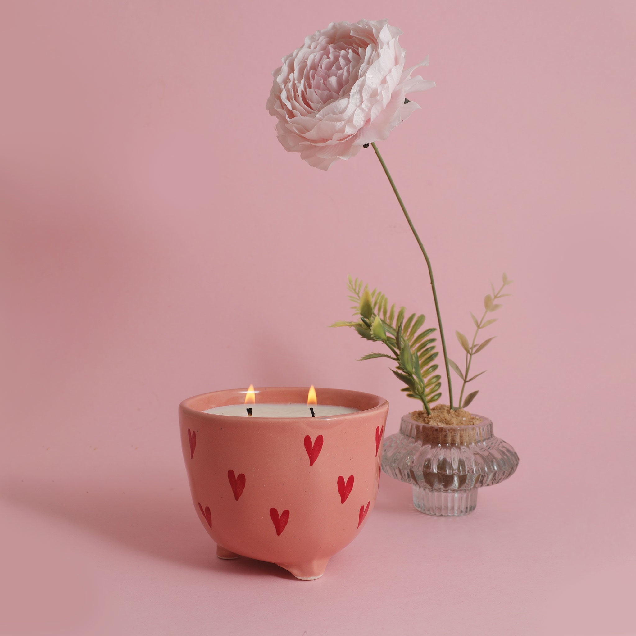 Peony Blush | Ceramic footed bowl |Scented candle