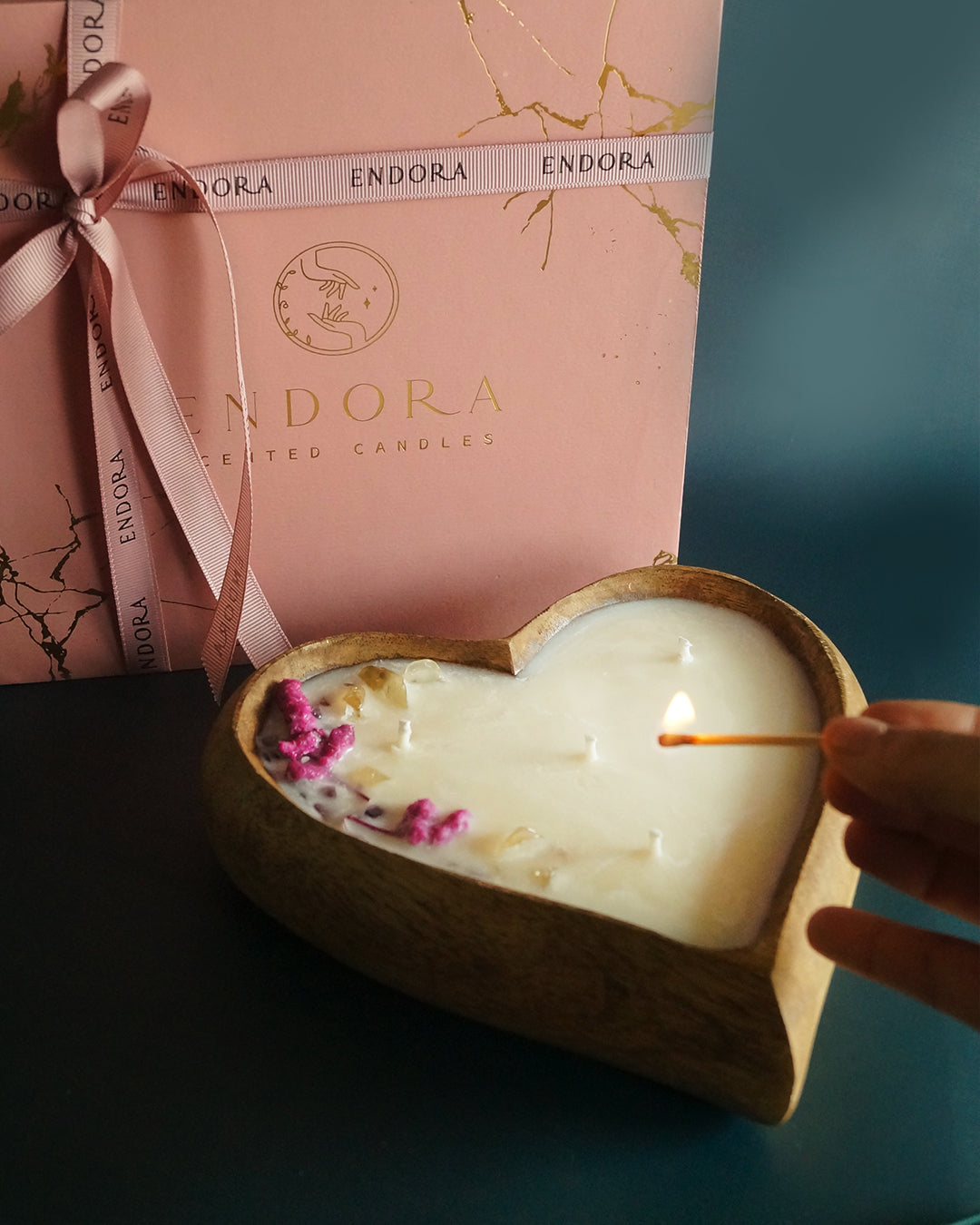 Wooden Heart | 4 wick Scented candle