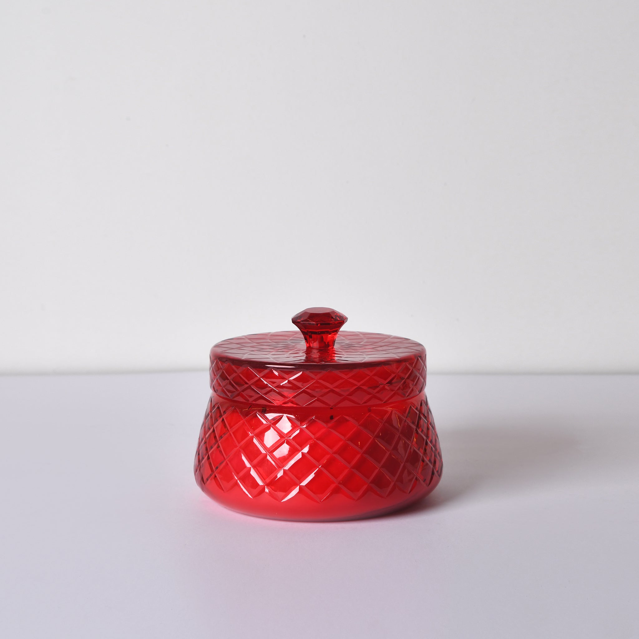 Diamond Knob Lid Jar | Red